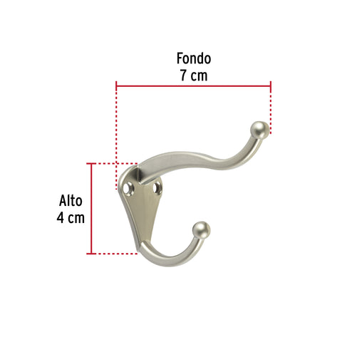 Gancho tipo perchero sombrero y abrigo, 4cm, cromo, HERMEX | PEPU-33 | 46366