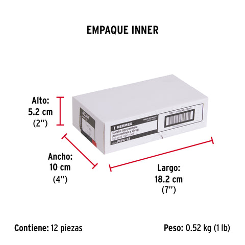 Gancho tipo perchero sombrero y abrigo, 4cm, niquel, HERMEX | PEPU-34 | 46367