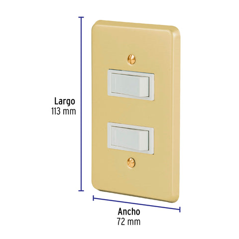 Placa armada 2 interruptores sencillos, línea Económica | PA-APDO-E | 46389