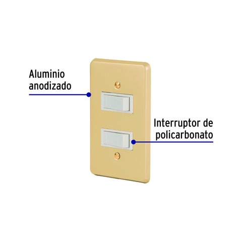 Placa armada 2 interruptores sencillos, línea Económica | PA-APDO-E | 46389