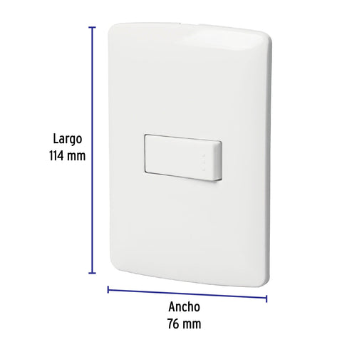 Placa armada 1 interruptor sencillo, blanco, línea Italiana | PA-APSE-IB | 46459