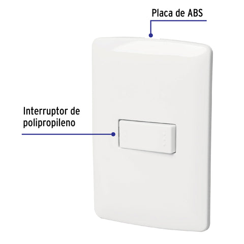 Placa armada 1 interruptor escalera, blanco, línea Italiana | PA-APSE-EIB | 46460
