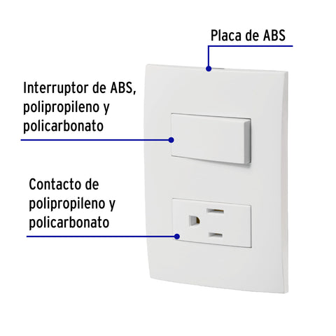 Placa armada contacto e interruptor, línea Oslo, blanco | PA-APCO-OB | 46487