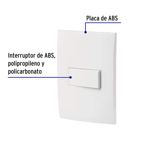 Placa armada con interruptor sencillo, línea Oslo, blanco | PA-APSE-OB | 46492