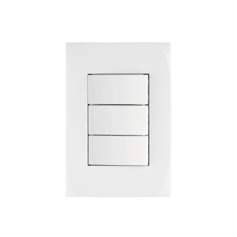 Placa armada 3 interruptores sencillos, línea Oslo, blanco | PA-APTR-OB | 46496