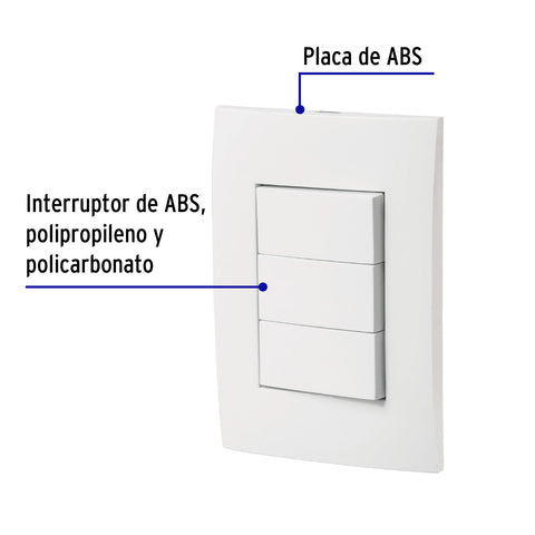 Placa armada interruptores sencillos y escalera, Oslo,blanco | PA-APTR-EOB | 46497