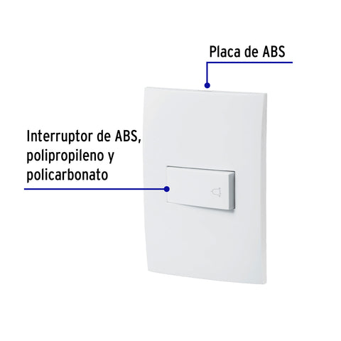 Placa armada con timbre, línea Oslo, color blanco, Volteck | PA-TI-OB | 46498