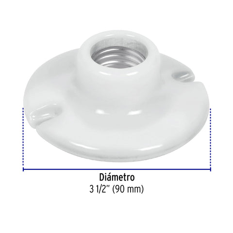 Portalámpara de porcelana, 3-1/2', redonda, Volteck | POPO-15 | 46523