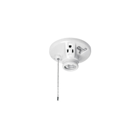 Portalámpara de porcelana, con ladrón y cadena, Volteck | POPO-20 | 46526