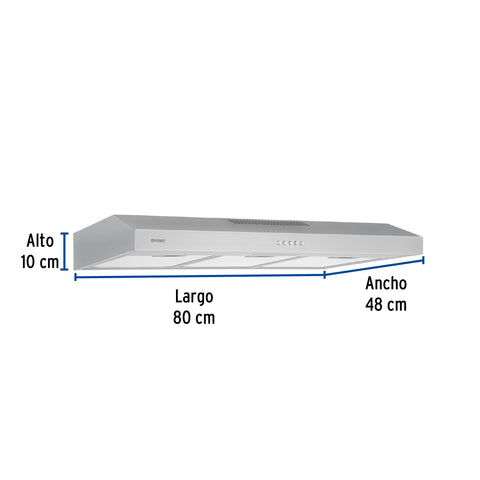 Campana extractora 80cm, empotrable, acero inoxidable, FOSET | CAME-80 | 46537