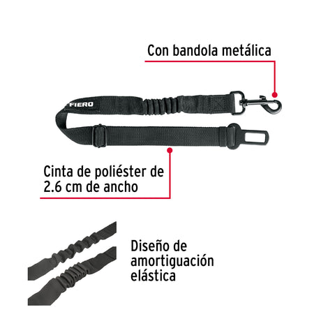 Correa de perro para cinturón de seguridad 90cm, FIERO | COPE-90S | 46538