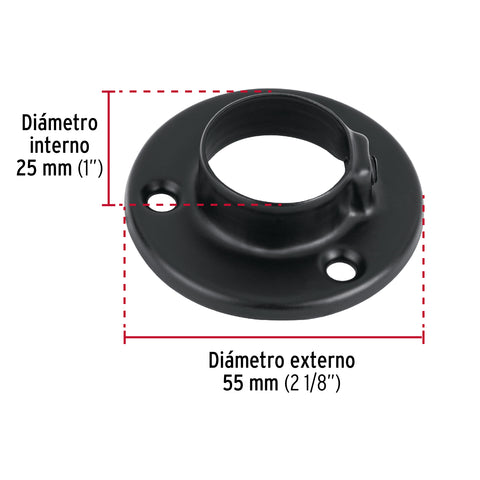 Brida negra para tubo redondo de closet, HERMEX | BTR-3N | 46582