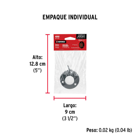 Brida negra para tubo redondo de closet, HERMEX | BTR-3N | 46582