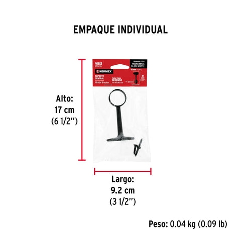 Soporte negro para tubo redondo de closet, HERMEX | STR-3N | 46583