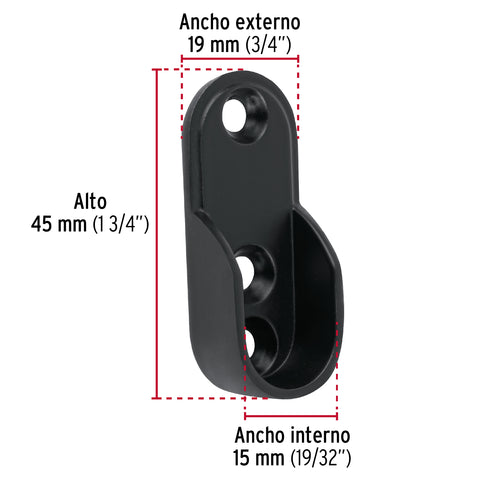 Brida negra para tubo ovalado de closet, HERMEX | BTO-5N | 46585