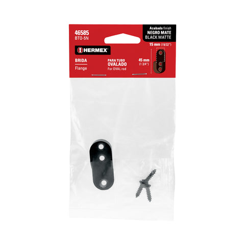 Brida negra para tubo ovalado de closet, HERMEX | BTO-5N | 46585