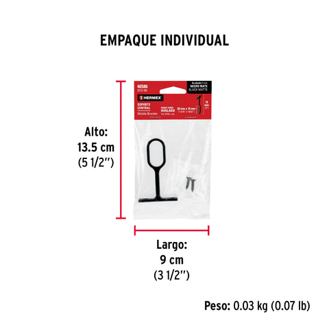 Soporte negro para tubo ovalado de closet, HERMEX | STO-5N | 46586