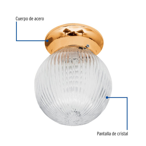 Luminario decorativo 19x16 cm pantalla cristal, sin lámpara | SOB-102S | 46628