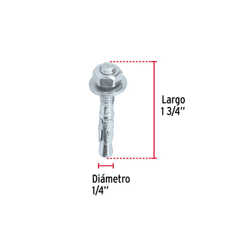 Caja con 100 taquetes arpón de 1/4' x 1-3/4', FIERO | TAE-1/4A1G | 46632