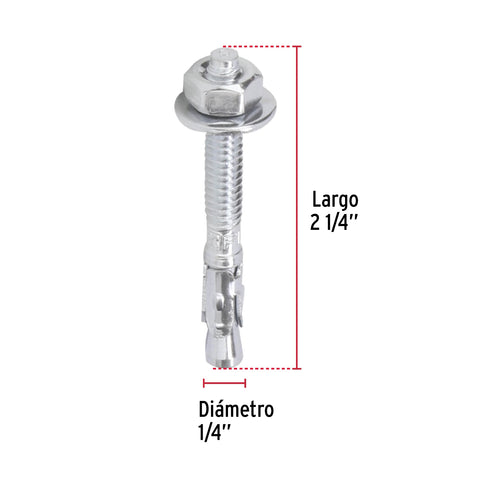 Caja con 100 taquetes arpón de 1/4' x 2-1/4', FIERO | TAE-1/4A2G | 46633