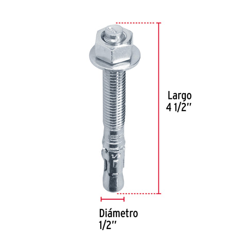 Caja con 25 taquetes arpón de 1/2' x 4-1/2', FIERO | TAE-1/2A4G | 46648