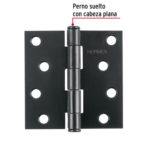 Bisagra cuadrada 4', negro mate, cabeza plana, HERMEX | BC-406P | 46709