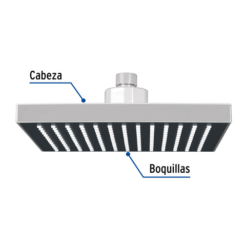 Regadera cuadrada 8', ABS, sin brazo, cromo, AQUA | R-405S | 46737
