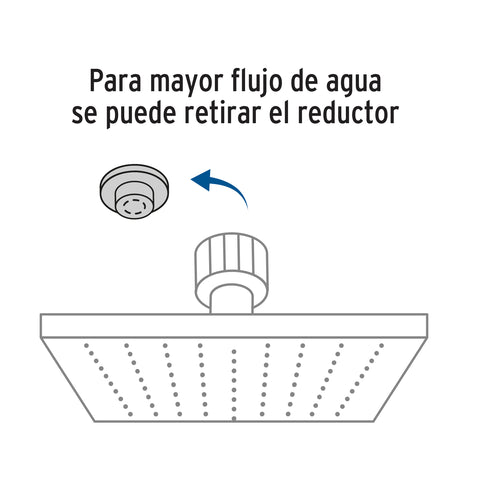 Regadera cuadrada 8', ABS, sin brazo, cromo, AQUA | R-405S | 46737