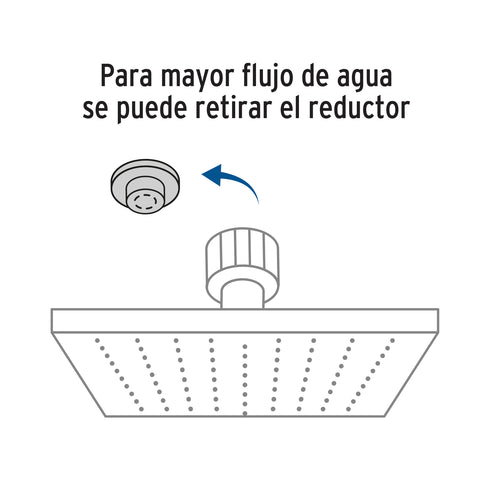 Regadera cuadrada 8', ABS, con brazo y chapetón, satín, AQUA | R-405N | 46742