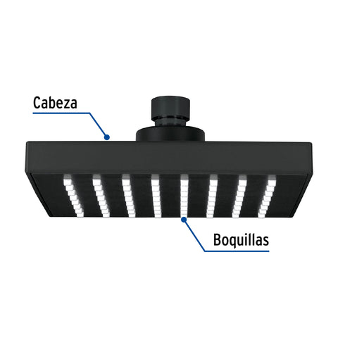 Regadera cuadrada 6', ABS, sin brazo, negro, AQUA | R-404SM | 46747