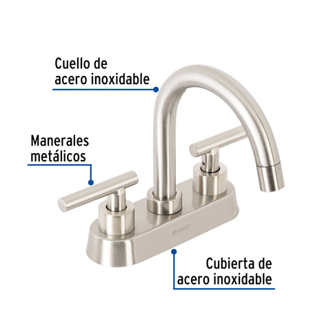 Mezcladora p/lavabo, bar, manerales palanca, satín, TÚBIG | TBM-62N | 46751