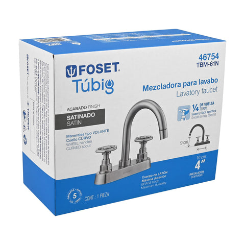 Mezcladora p/lavabo, bar, manerales redondos, satín, TÚBIG | TBM-61N | 46754
