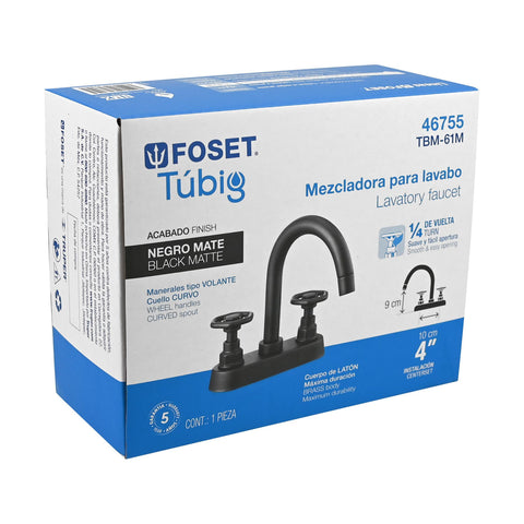 Mezcladora p/lavabo,bar,manerales redondos,negro mate TÚBIG | TBM-61M | 46755