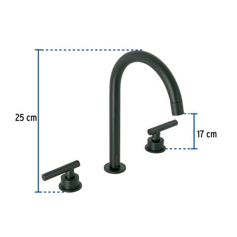 Mezcladora p/lavabo,taladros separados,palanca,negro TÚBIG | TBM-92M | 46758