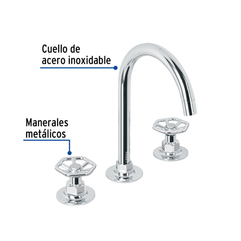Mezcladora p/lavabo,taladros separados,redondos,cromo TÚBIG | TBM-91 | 46759