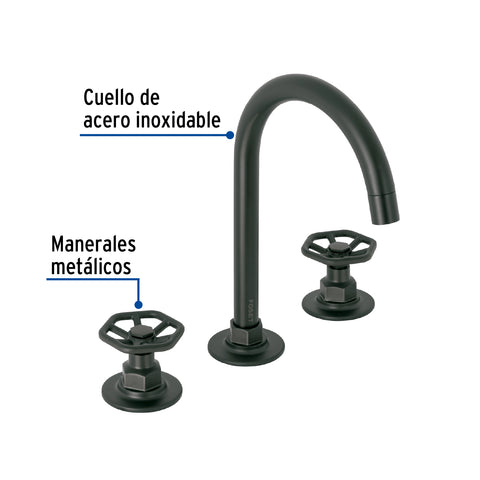 Mezcladora p/lavabo,taladros separados,redondos,negro TÚBIG | TBM-91M | 46761