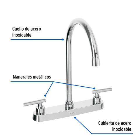 Mezcladora para fregadero, manerales palanca, cromo, TÚBIG | TBF-82 | 46771