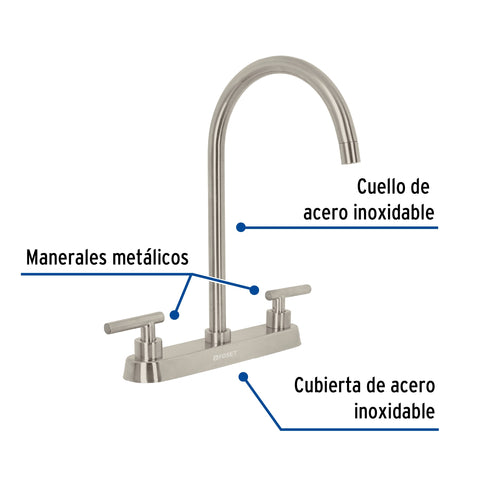 Mezcladora para fregadero, manerales palanca, satín, TÚBIG | TBF-82N | 46772