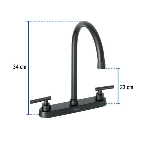 Mezcladora para fregadero,manerales palanca,negro mate TÚBIG | TBF-82M | 46773