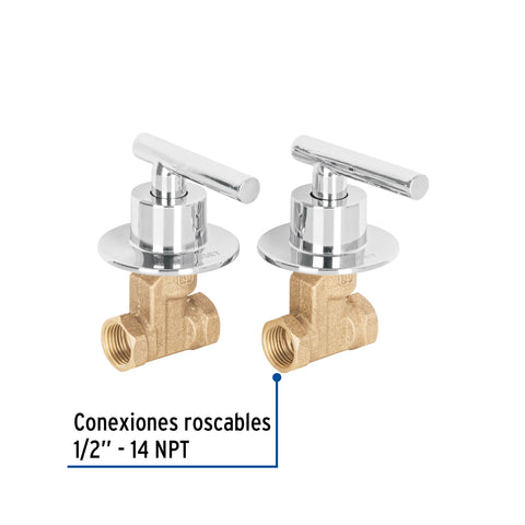 Juego llaves empotrar roscables, palanca cromo, TÚBIG | TBE-062 | 46777