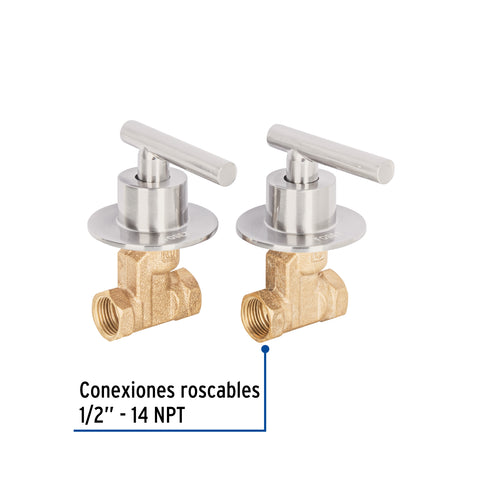 Juego llaves empotrar roscables, palanca satín, TÚBIG | TBE-062N | 46778
