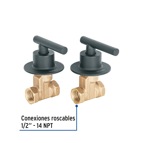 Juego llaves empotrar roscables, palanca negro, TÚBIG | TBE-062M | 46779