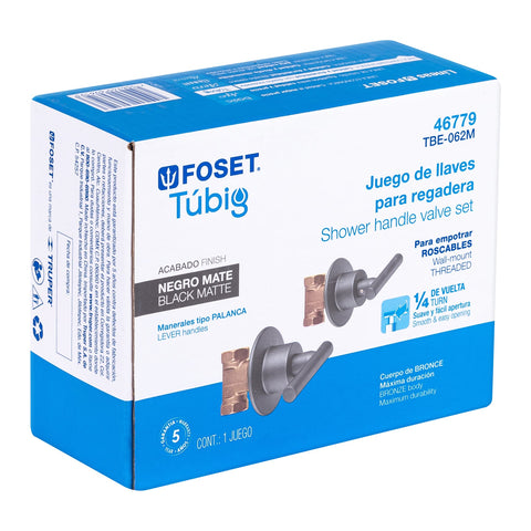 Juego llaves empotrar roscables, palanca negro, TÚBIG | TBE-062M | 46779