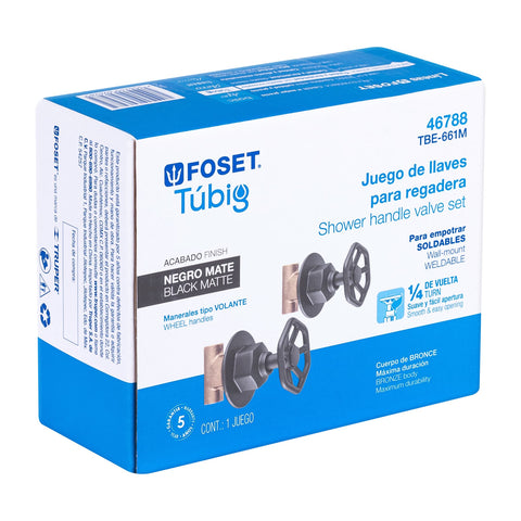 Juego llaves empotrar soldables, volante negro, TÚBIG | TBE-661M | 46788