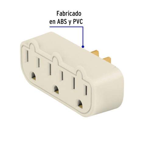 Multicontacto triple aterrizado, barra, Volteck | MUL-320 | 46810