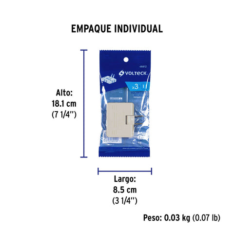 Multicontacto triple,tipo bisagra,entradas laterales,Volteck | MUL-340 | 46812
