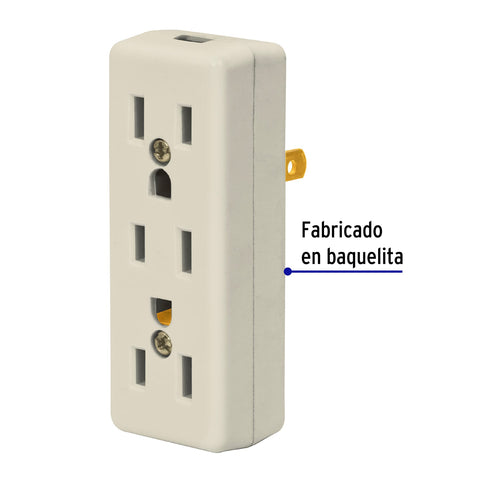 Multicontacto triple, 2 polos + tierra, Volteck | MUL-305 | 46814
