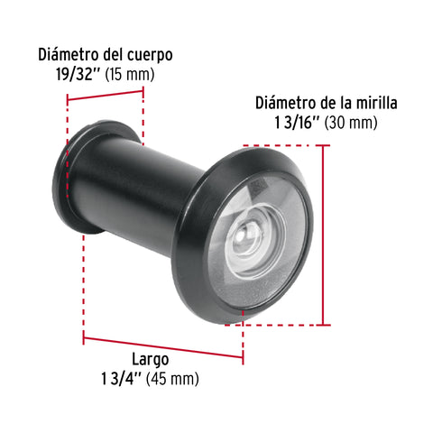 Mirilla seguridad acabado negro, HERMEX | MIRI-6 | 46824