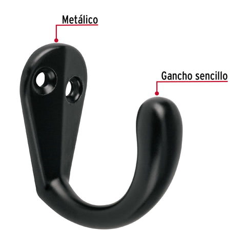Gancho sencillo tipo perchero, negro, HERMEX | PEPU-06 | 46833