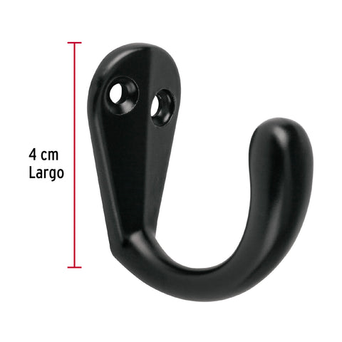 Gancho sencillo tipo perchero, negro, HERMEX | PEPU-06 | 46833